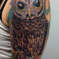 Shoulder Arm Realistic Owl tattoo by Tantrix Body Art