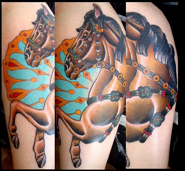 Arm New School Pferd Tattoo von Ollie XXX