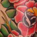 Calf Old School Flower tattoo by Ollie XXX