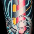 Shoulder Arm New School Lighthouse tattoo by Ollie XXX