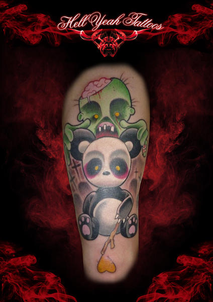 Arm Fantasy Panda Zombie Tattoo by Hellyeah Tattoos