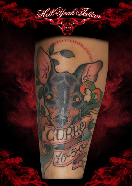 Tatuaje Brazo New School Perro por Hellyeah Tattoos