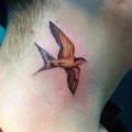 Realistic Neck Bird tattoo by Resul Odabaş