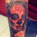 Arm Mexican Skull tattoo by Fatih Odabaş