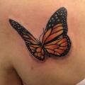 Shoulder Realistic Butterfly 3d tattoo by Fatih Odabaş