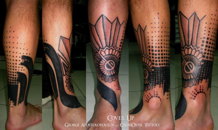 Calf Leg Tribal Tattoo by Crossover