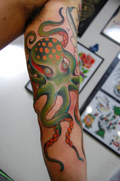 Arm New School Octopus Tattoo by Illsynapse