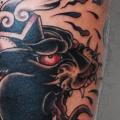 Arm Old School Panther Knife tattoo by Illsynapse