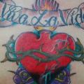 New School Chest Heart Lettering Sparrow tattoo by Illsynapse