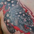 Shoulder Chest Japanese Lion tattoo by Illsynapse