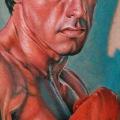 tatuaje Retrato Realista Ternero Boxe por Cecil Porter