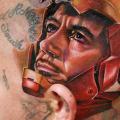 Head Ironman tattoo by Cecil Porter