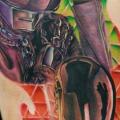 Fantasy Robot Thigh tattoo by Cecil Porter