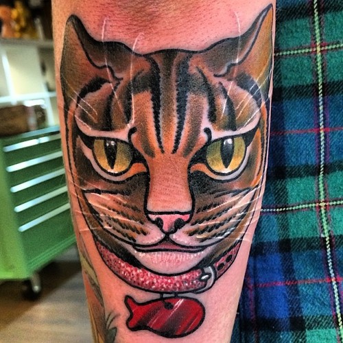 Tatuaggio Braccio Gatto di Nick Baldwin