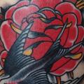 Flower Thigh Dove tattoo by Nick Baldwin