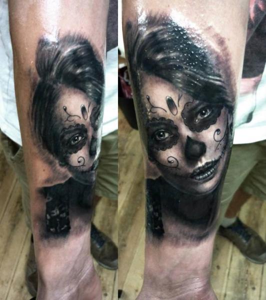 Arm Mexican Skull Tattoo by Georgi Kodzhabashev