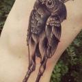 Arm Fantasy Old School Owl Rooster tattoo by Sarah B Bolen