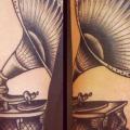 Arm Old School Gramophone tattoo by Sarah B Bolen