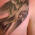 Chest Old School Eye Bird tattoo by Sarah B Bolen