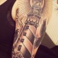 Lighthouse Old School Sleeve tattoo by Sarah B Bolen