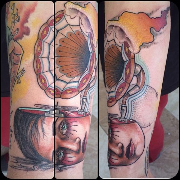 Arm Women Gramophone Abstract Tattoo by Earth Gasper Tattoo
