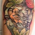 Arm Fantasy Flower Women Bird tattoo by Earth Gasper Tattoo
