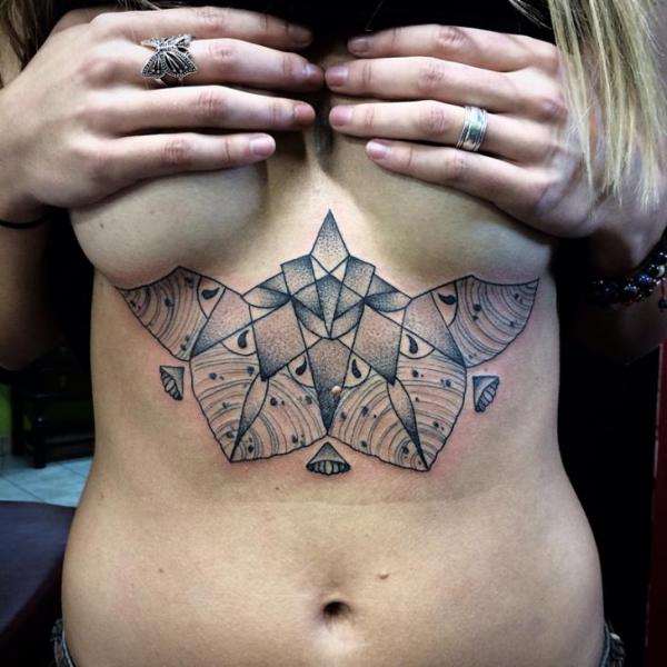Dotwork Breast Tattoo by Earth Gasper Tattoo