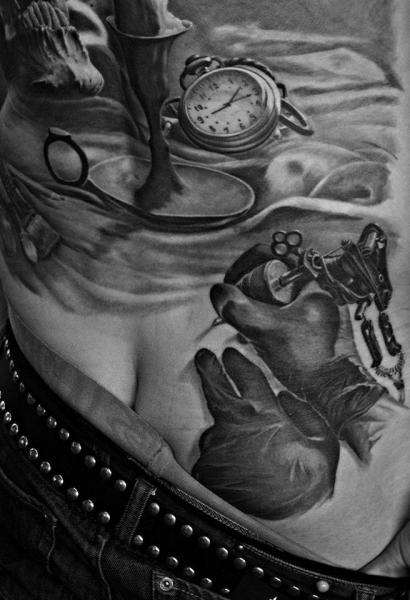 Realistic Back Butt Tattoo Machine Tattoo by Eddy Tattoo