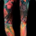 Fantasie Blumen Sleeve tattoo von Transcend Tattoo