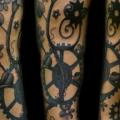 Gear Flower Sleeve tattoo by Transcend Tattoo
