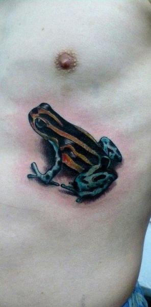 Realistic Chest Frog Tattoo by Hand Made Tattoo