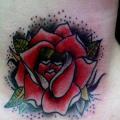 Old School Flower Neck tattoo by Hand Made Tattoo