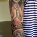 Religious Sleeve tattoo by No Remors Tattoo