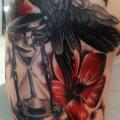 Shoulder Lettering Clepsydra Crow tattoo by No Remors Tattoo