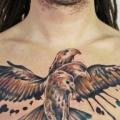 Chest Crow tattoo by Julia Rehme