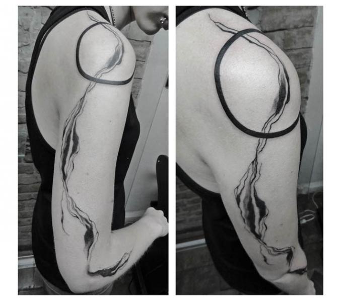 Shoulder Arm Abstract Tattoo by Julia Rehme