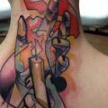 Back Neck Candle Abstract tattoo by Voller Konstrat