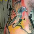 Back Neck Bird Abstract tattoo by Voller Konstrat