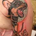 Shoulder Dog Mouse tattoo by Voller Konstrat