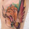 Side Lion Bird Abstract tattoo by Voller Konstrat