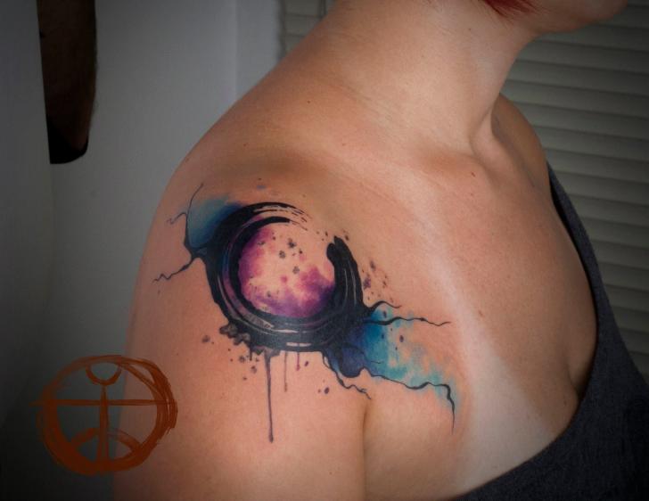 Shoulder Abstract Tattoo by Galata Tattoo