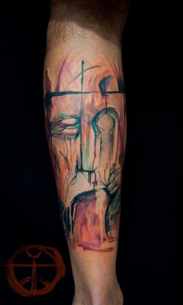 Tatuagem Perna Homens Abstrato por Galata Tattoo