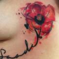 Flower Side Lettering tattoo by Galata Tattoo
