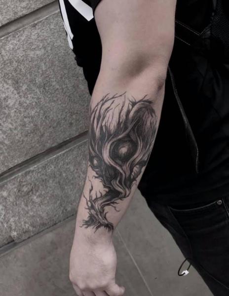 Arm Skull Tree Tattoo by 9th Circle