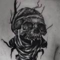 Skull Back tattoo by 9th Circle