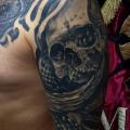 Shoulder Arm Snake Chest Skull tattoo by 9th Circle