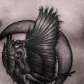 Side Belly Crow Moon tattoo by 9th Circle