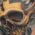 Gear Leg Skull tattoo by Mike Woods