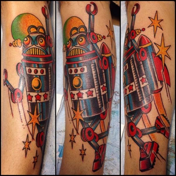 Tatuaje Brazo Fantasy Robot por Rock of Age