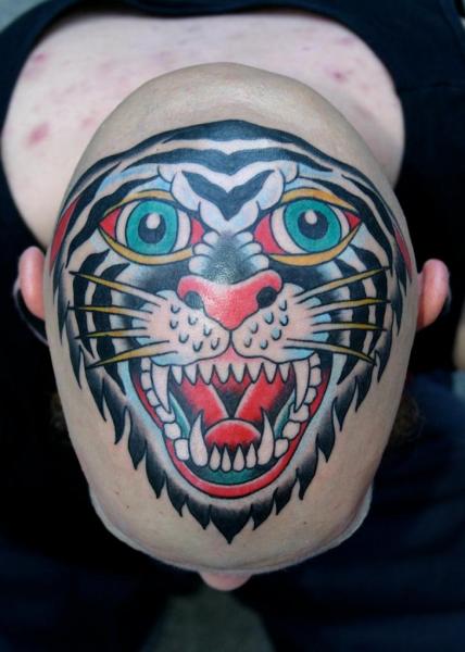 Tatuaje New School Cabeza Tigre por Rock of Age